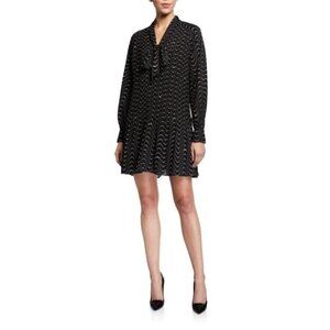 Kate Spade Wavy Dot Shift Dress Size 6 Black Pink $450